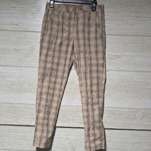 Women's Plaid Tan Joggers